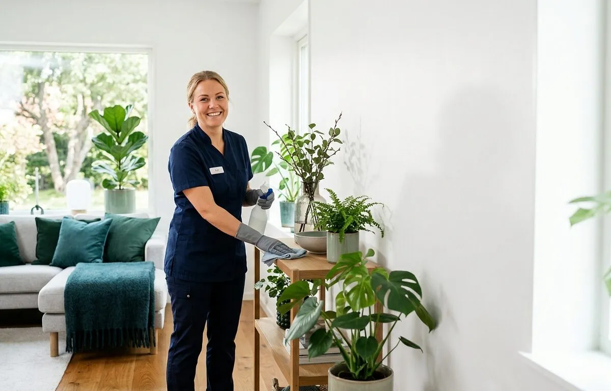Professionell städare från Theresas Städ i ett modernt hem i Göteborg