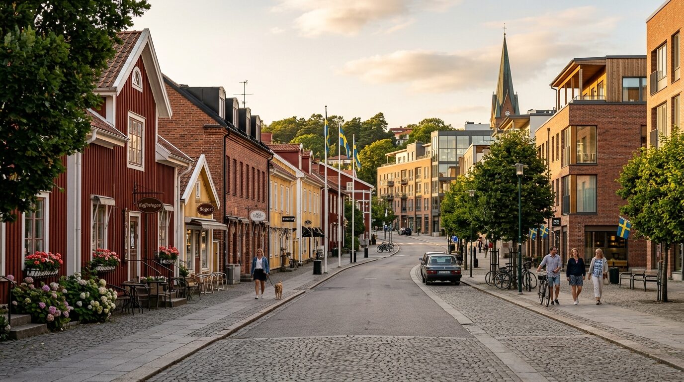 Centrala Mölndal med svenska byggnader